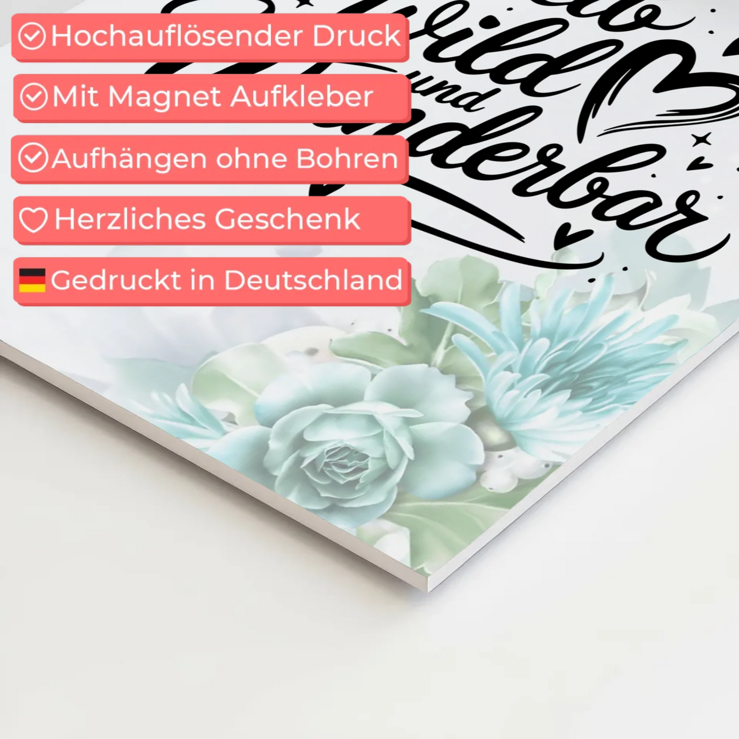 Magnet Poster Spruch Bleib wild und wunderbar Geschenk