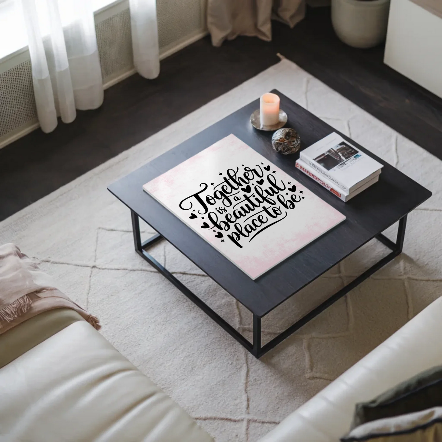 Spruch Fotoboard Magnet Wandbild Together is a Beautiful Place