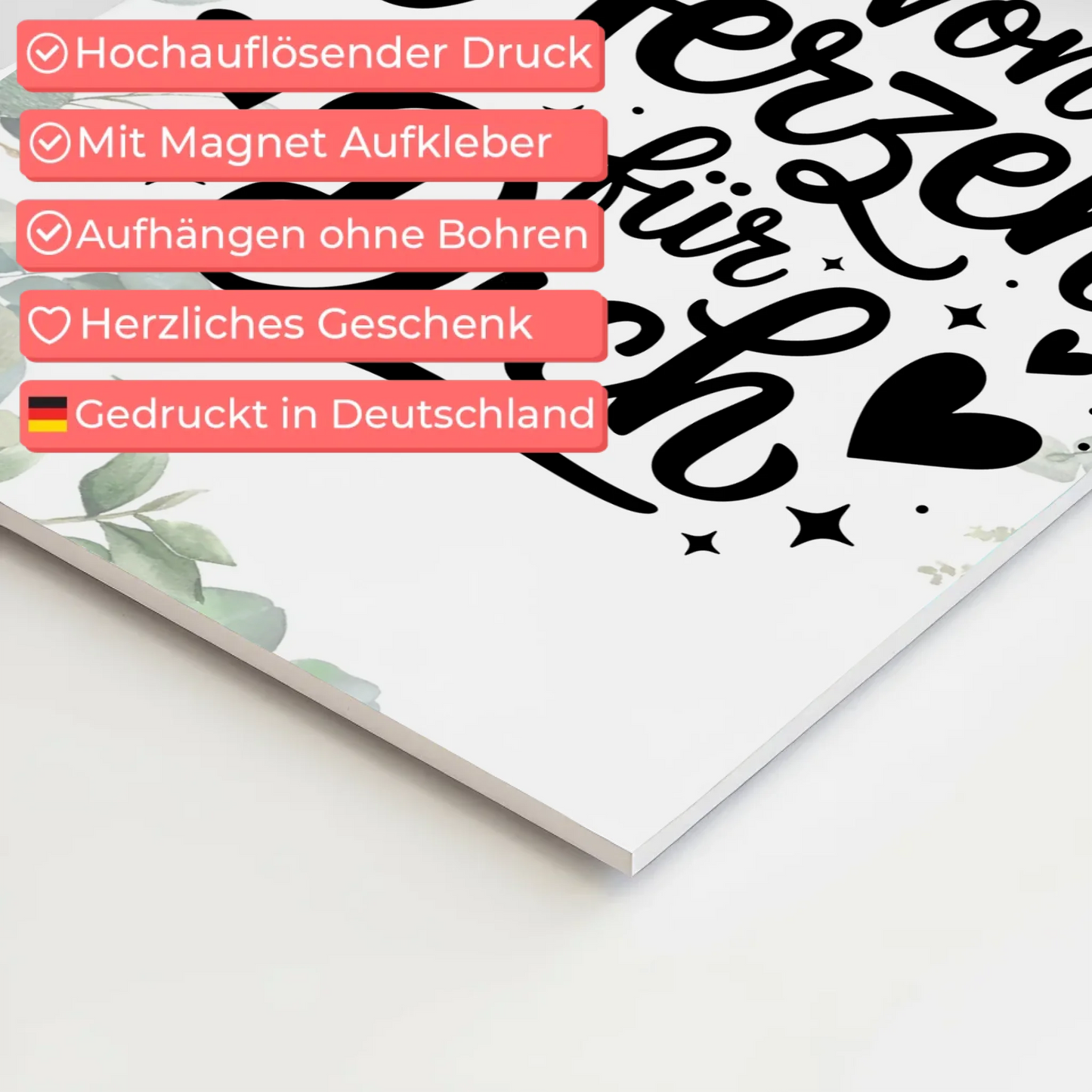 Sprüche Poster Magentisch Von Herzen für dich Geschenk