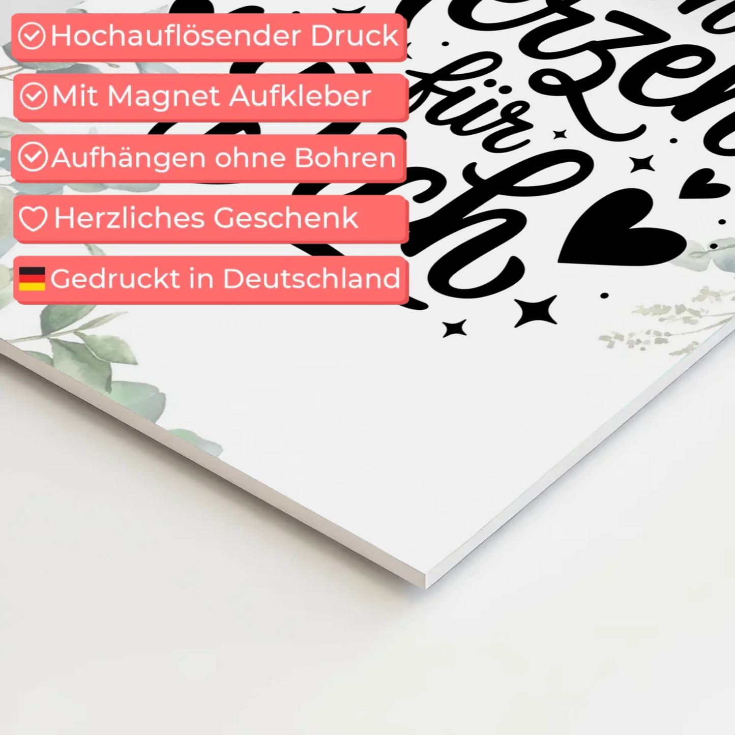 Sprüche Poster Magentisch Von Herzen für dich Geschenk