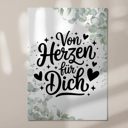 Sprüche Poster Magentisch Von Herzen für dich Geschenk
