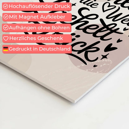 Magnet Poster Spruch Lächle und die Welt lächelt zurück