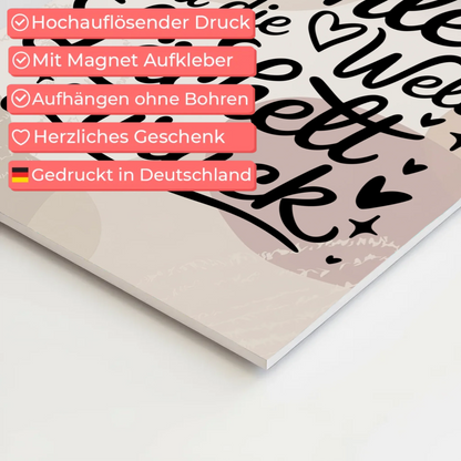 Magnet Poster Spruch Lächle und die Welt lächelt zurück