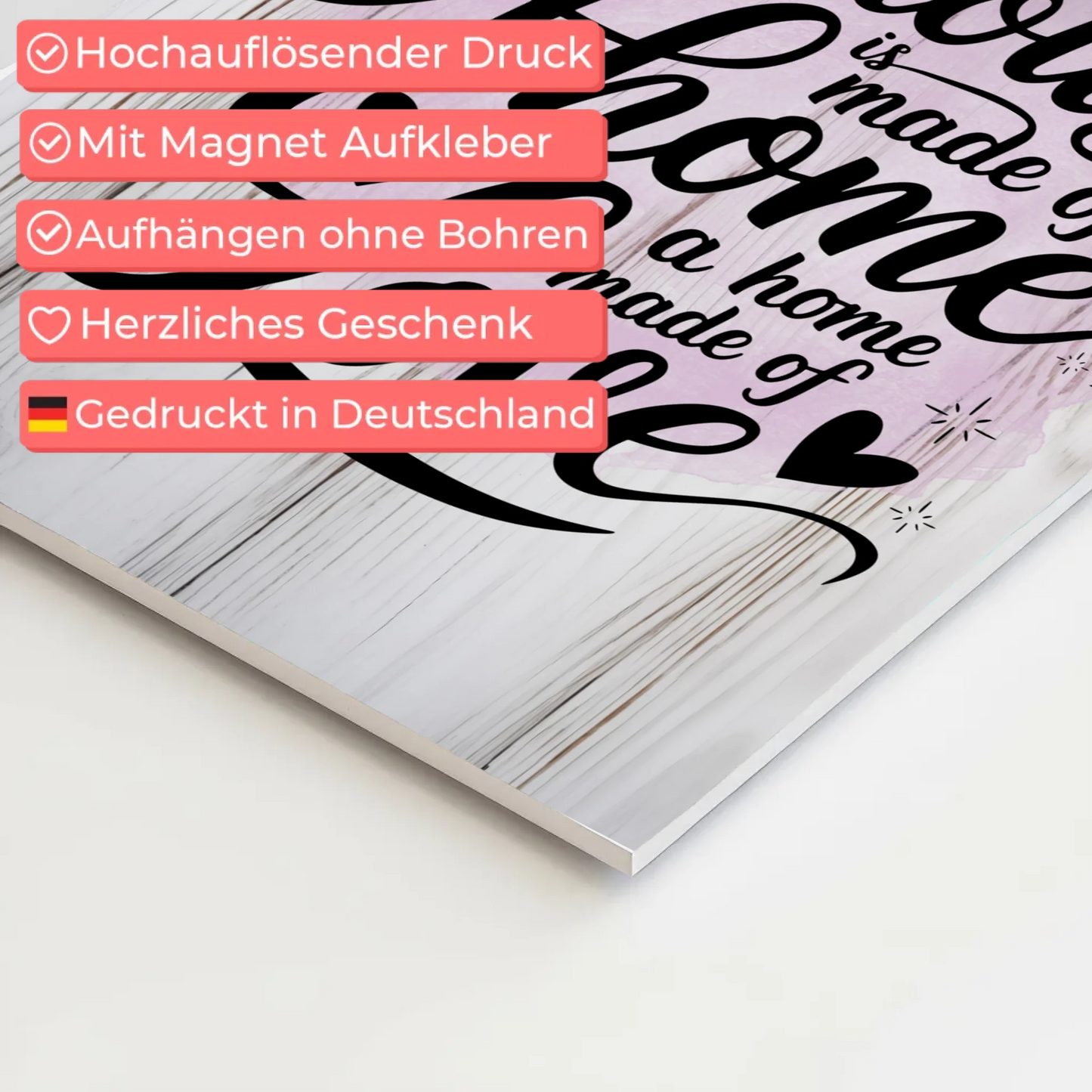 Spruch Fotoboard Magnet Wandbild - A House Made of Love