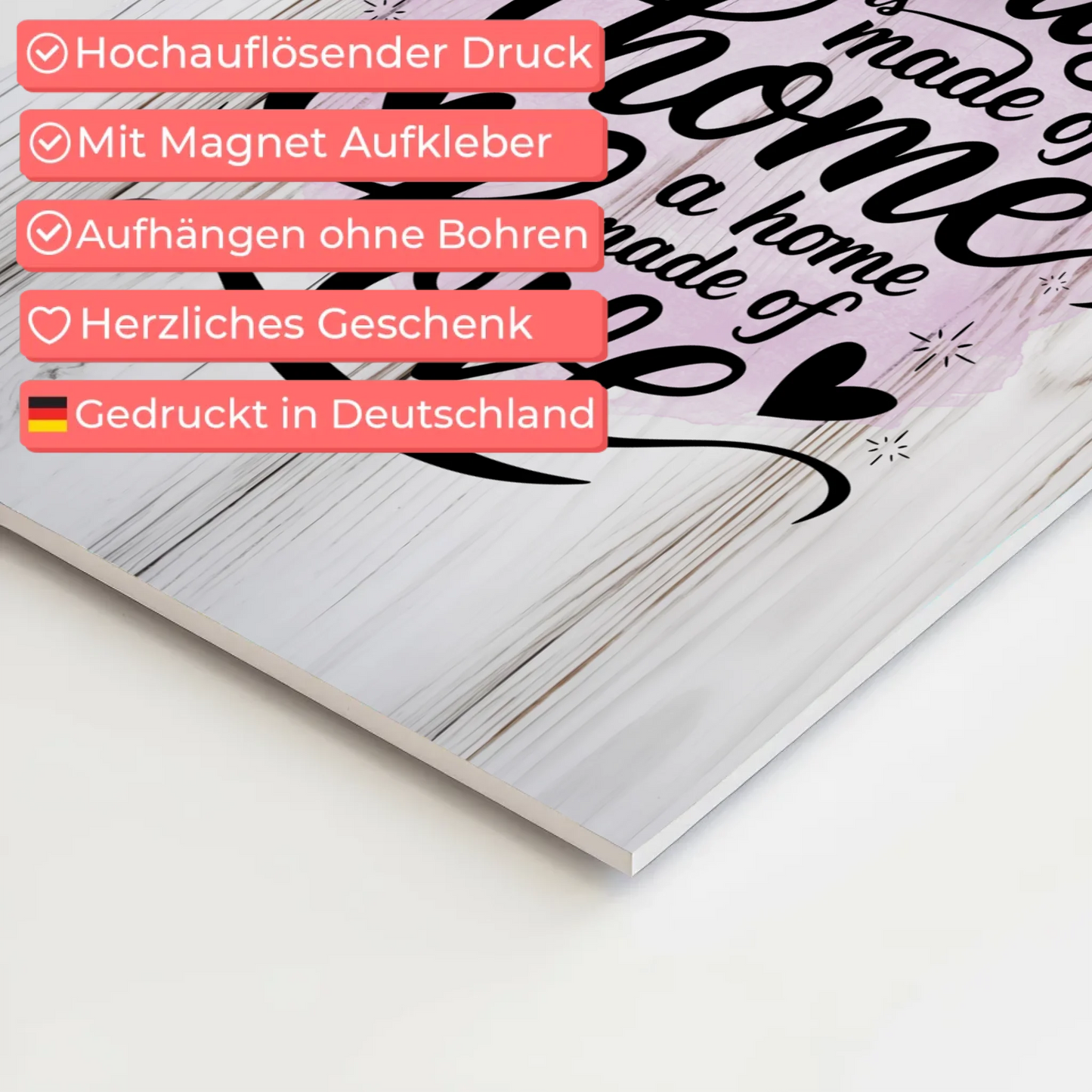 Spruch Fotoboard Magnet Wandbild - A House Made of Love