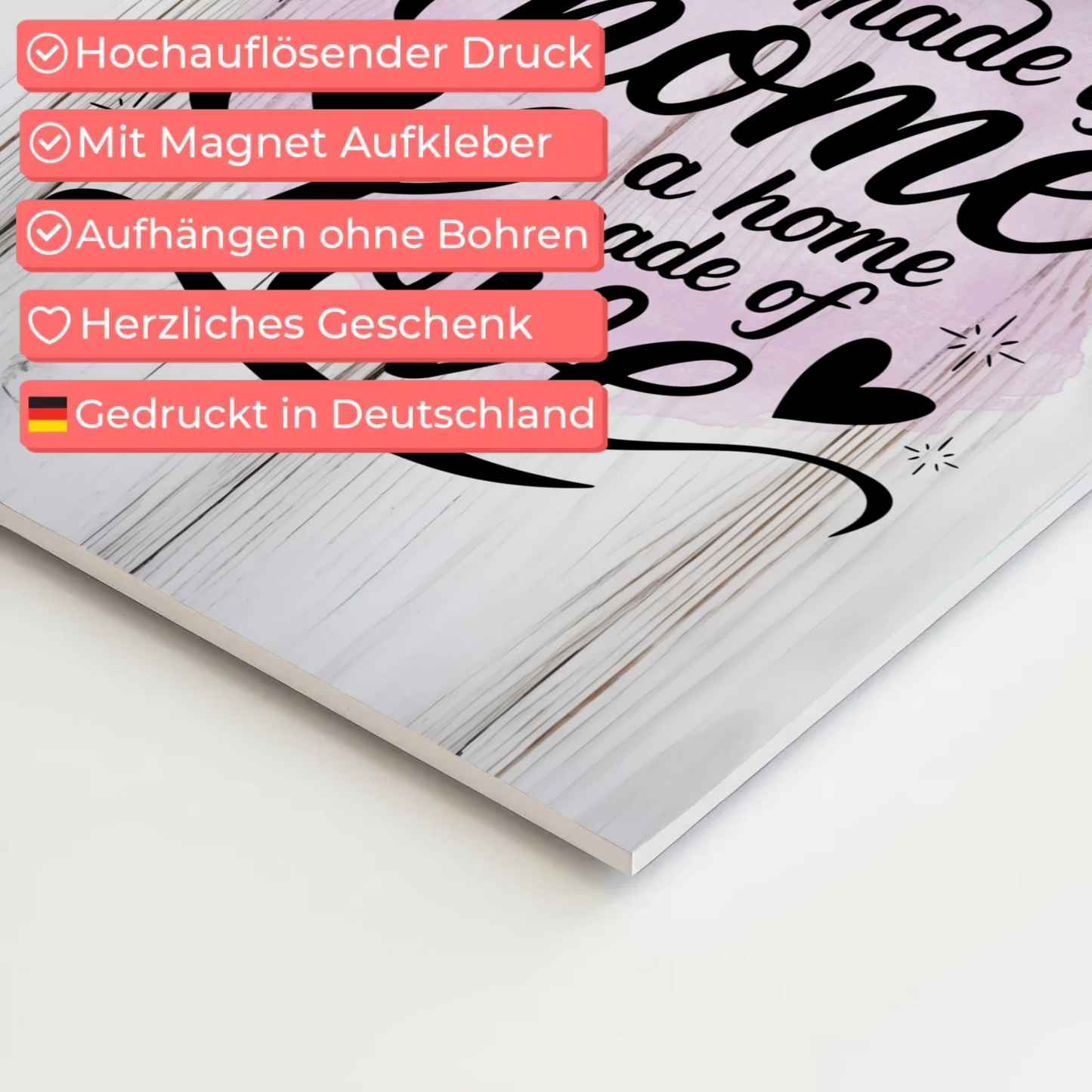 Spruch Fotoboard Magnet Wandbild - A House Made of Love