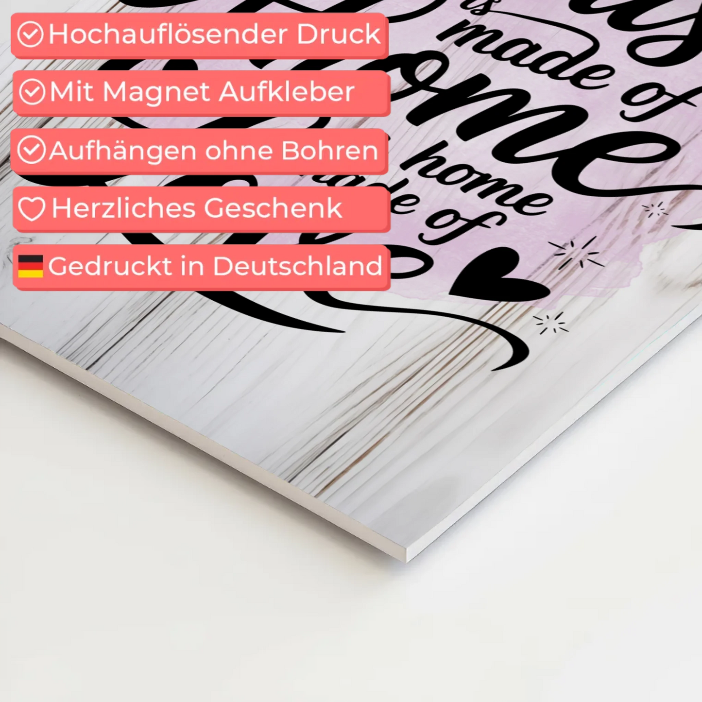 Spruch Fotoboard Magnet Wandbild - A House Made of Love