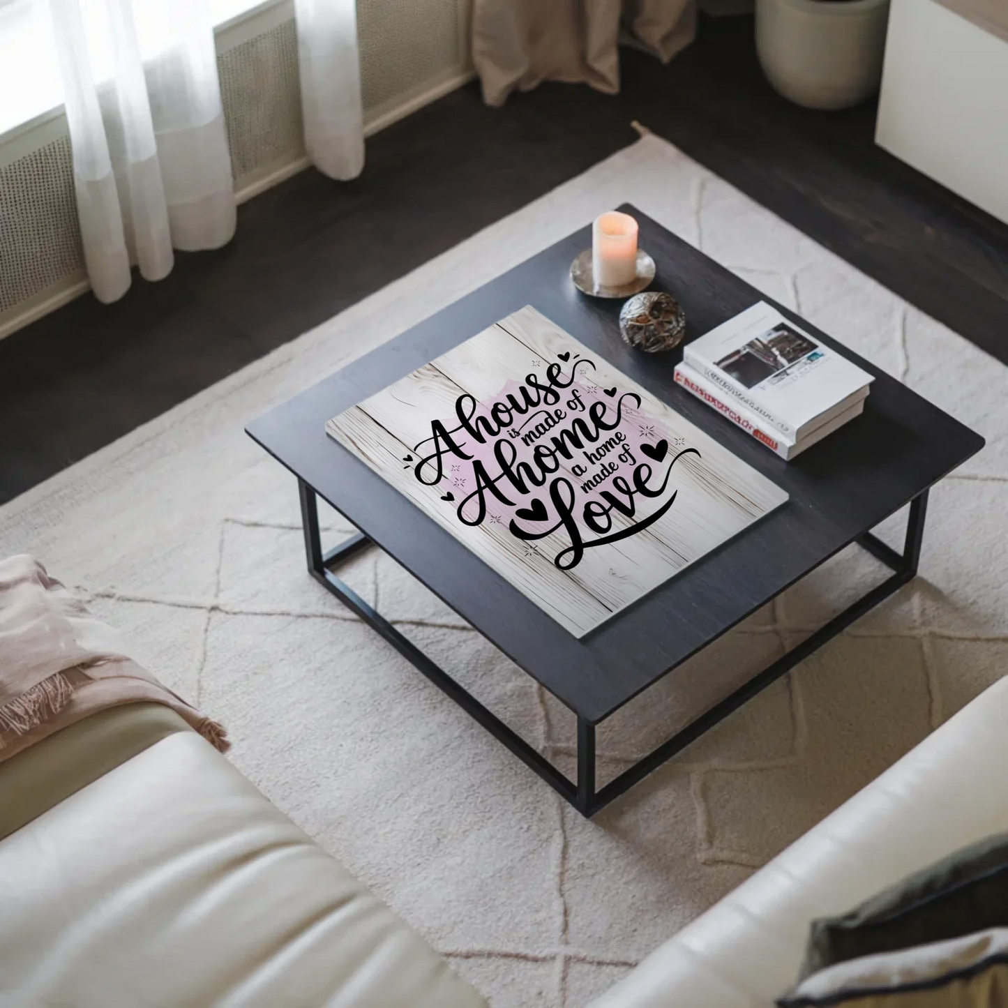 Spruch Fotoboard Magnet Wandbild - A House Made of Love