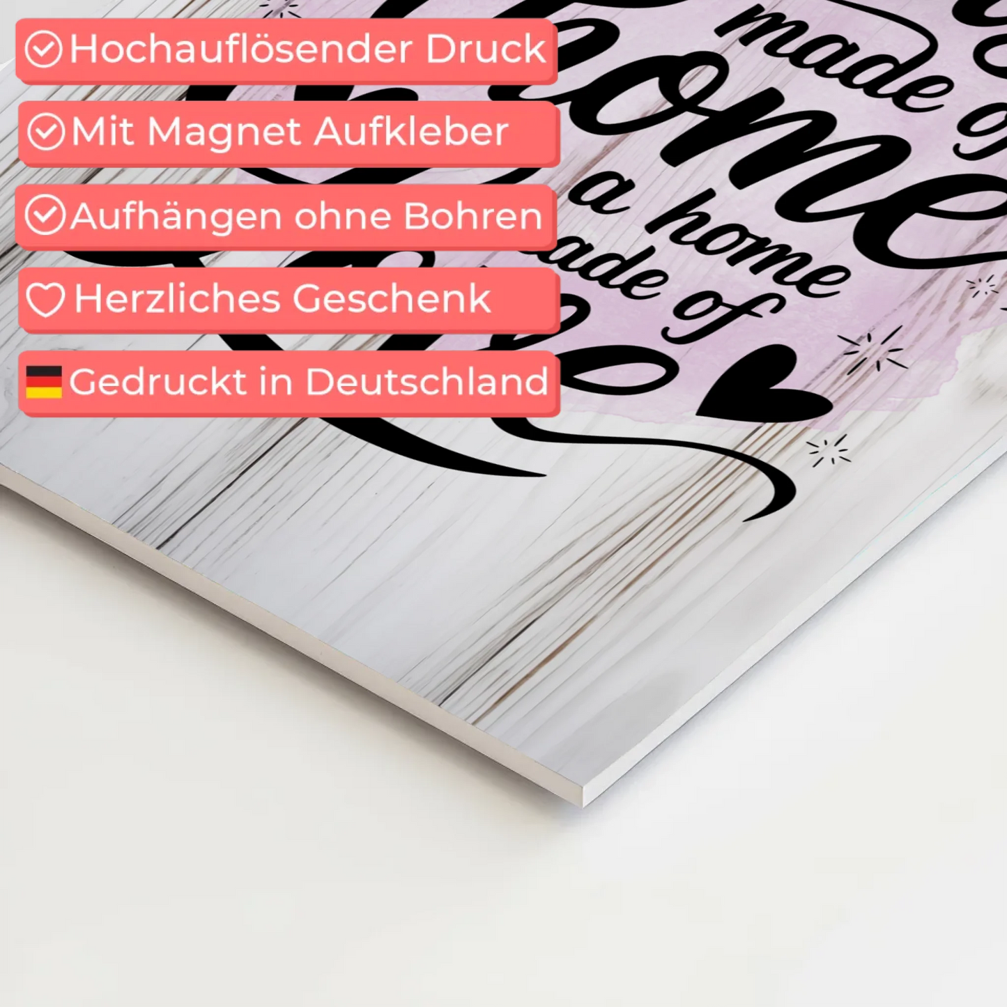 Spruch Fotoboard Magnet Wandbild - A House Made of Love