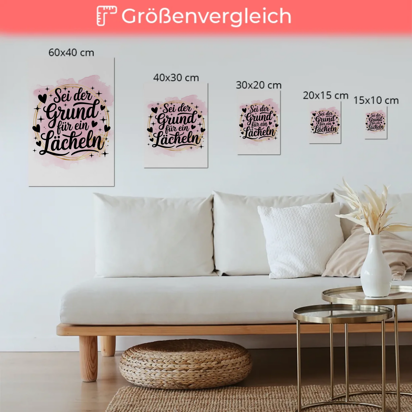 Spruch Fotoboard Magnet Wandbild Sei der Grund Lächeln