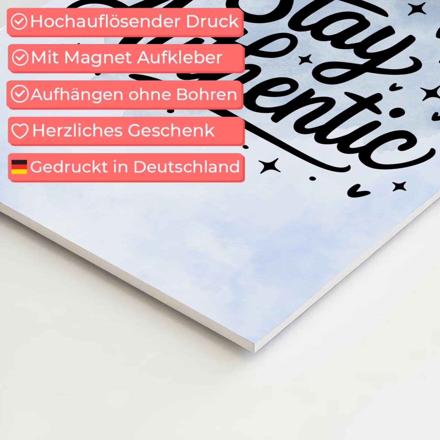 Sprüche Poster Magentisch Stay Authentic Geschenkideen