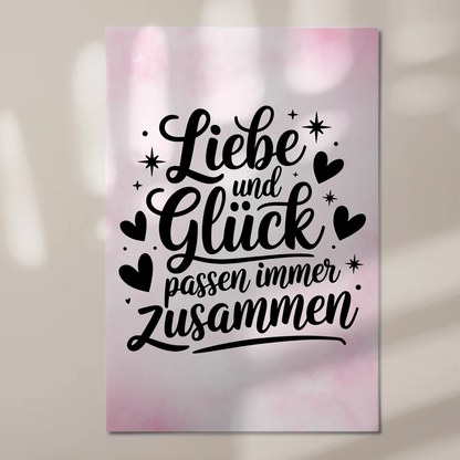Magnet Poster mit Spruch Liebe und Glück personalisiert
