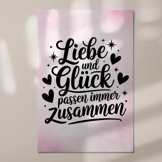 Magnet Poster mit Spruch Liebe und Glück personalisiert