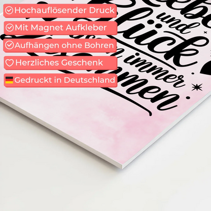 Magnet Poster mit Spruch Liebe und Glück personalisiert