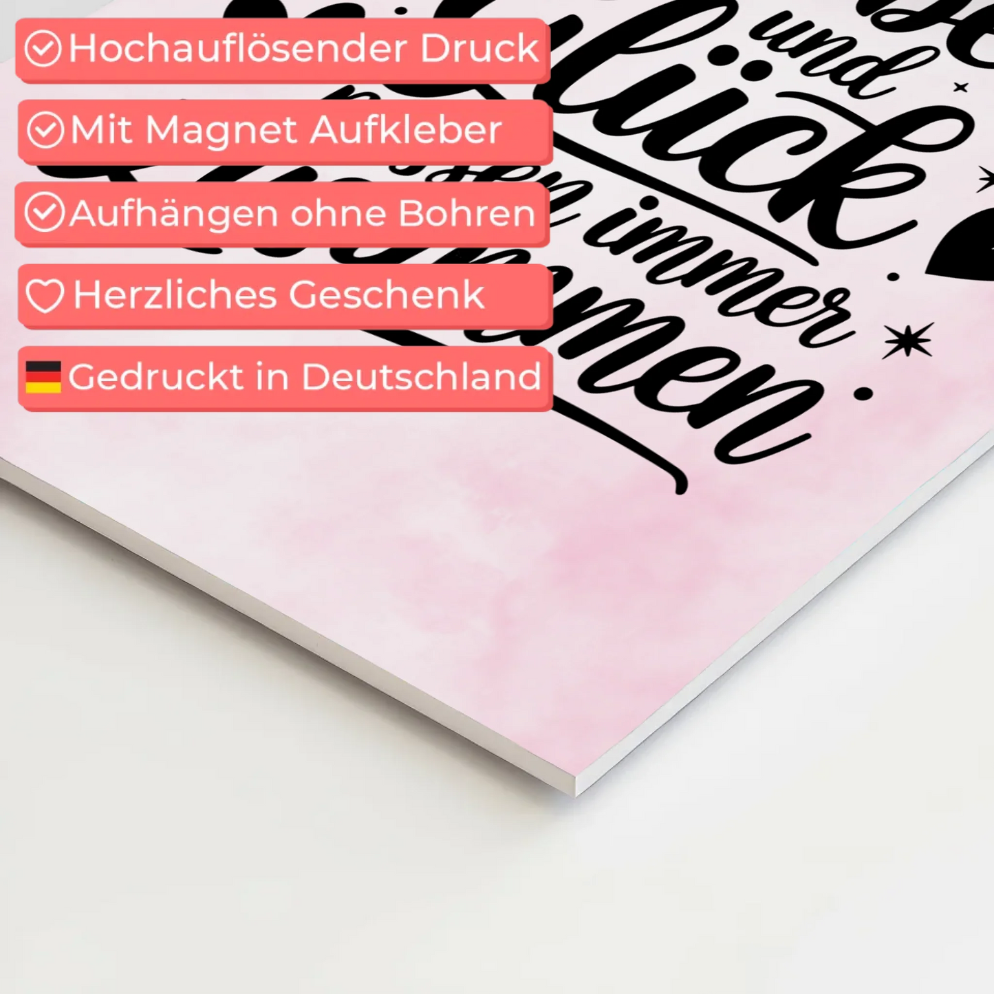 Magnet Poster mit Spruch Liebe und Glück personalisiert