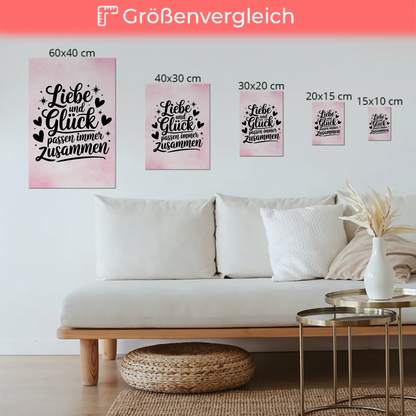 Magnet Poster mit Spruch Liebe und Glück personalisiert