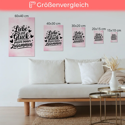 Magnet Poster mit Spruch Liebe und Glück personalisiert