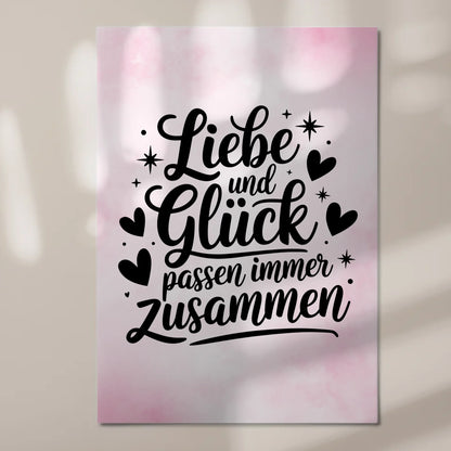 Magnet Poster mit Spruch Liebe und Glück personalisiert