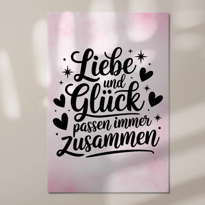 Magnet Poster mit Spruch Liebe und Glück personalisiert