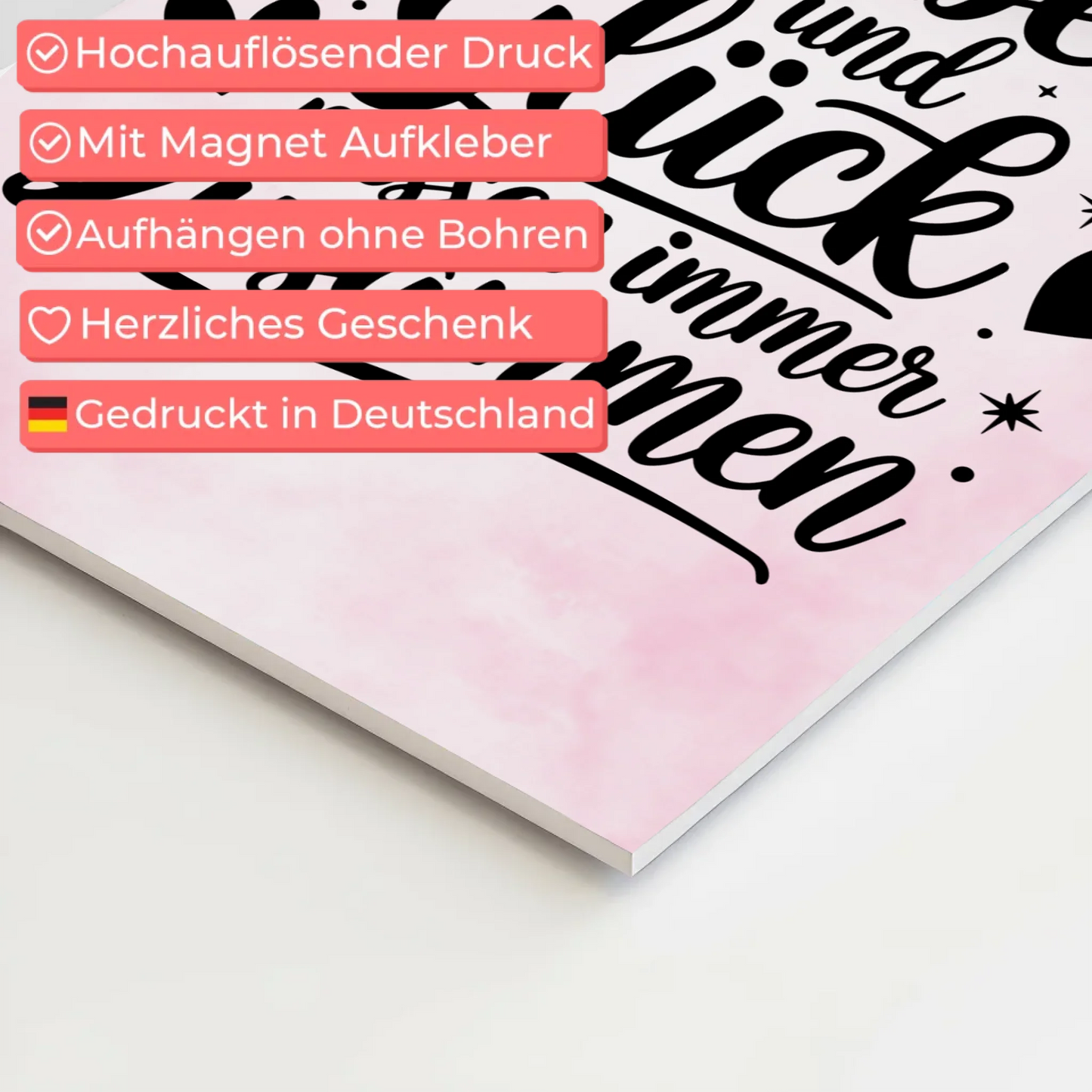 Magnet Poster mit Spruch Liebe und Glück personalisiert