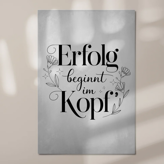 Spruch Fotoboard Magnet Wandbild Erfolg beginnt im Kopf - Magnet Poster