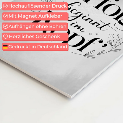 Spruch Fotoboard Magnet Wandbild Erfolg beginnt im Kopf - Magnet Poster