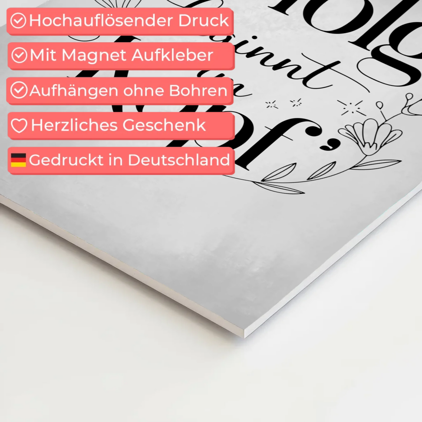 Spruch Fotoboard Magnet Wandbild Erfolg beginnt im Kopf - Magnet Poster