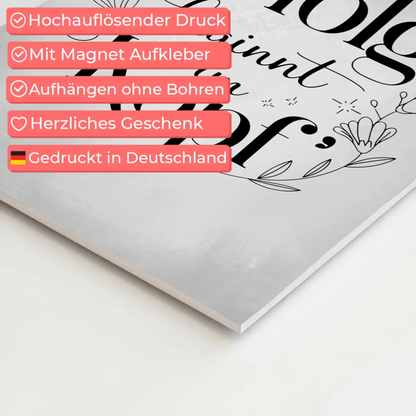 Spruch Fotoboard Magnet Wandbild Erfolg beginnt im Kopf - Magnet Poster