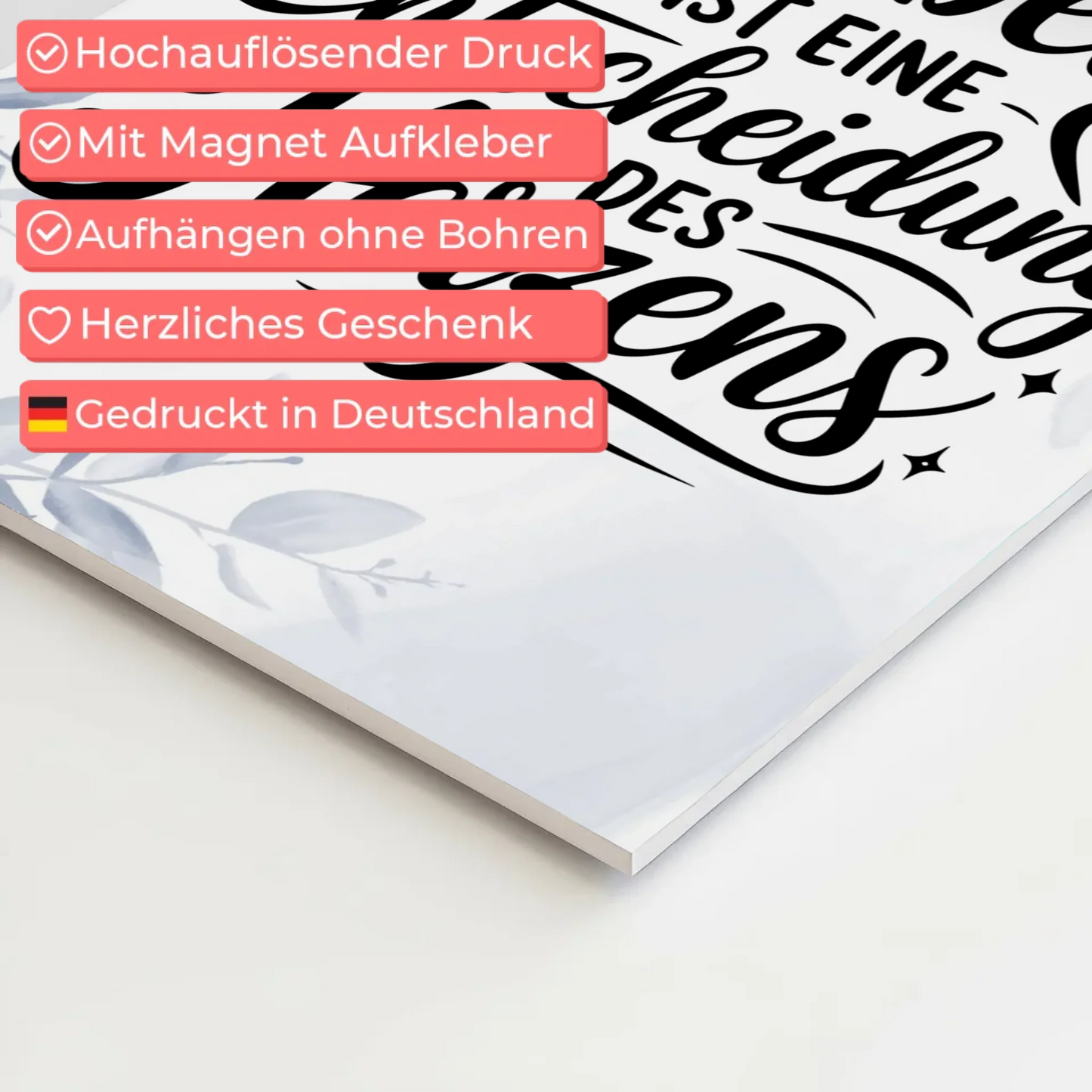 Magnet Poster Spruch - Entscheidung des Herzens Geschenk