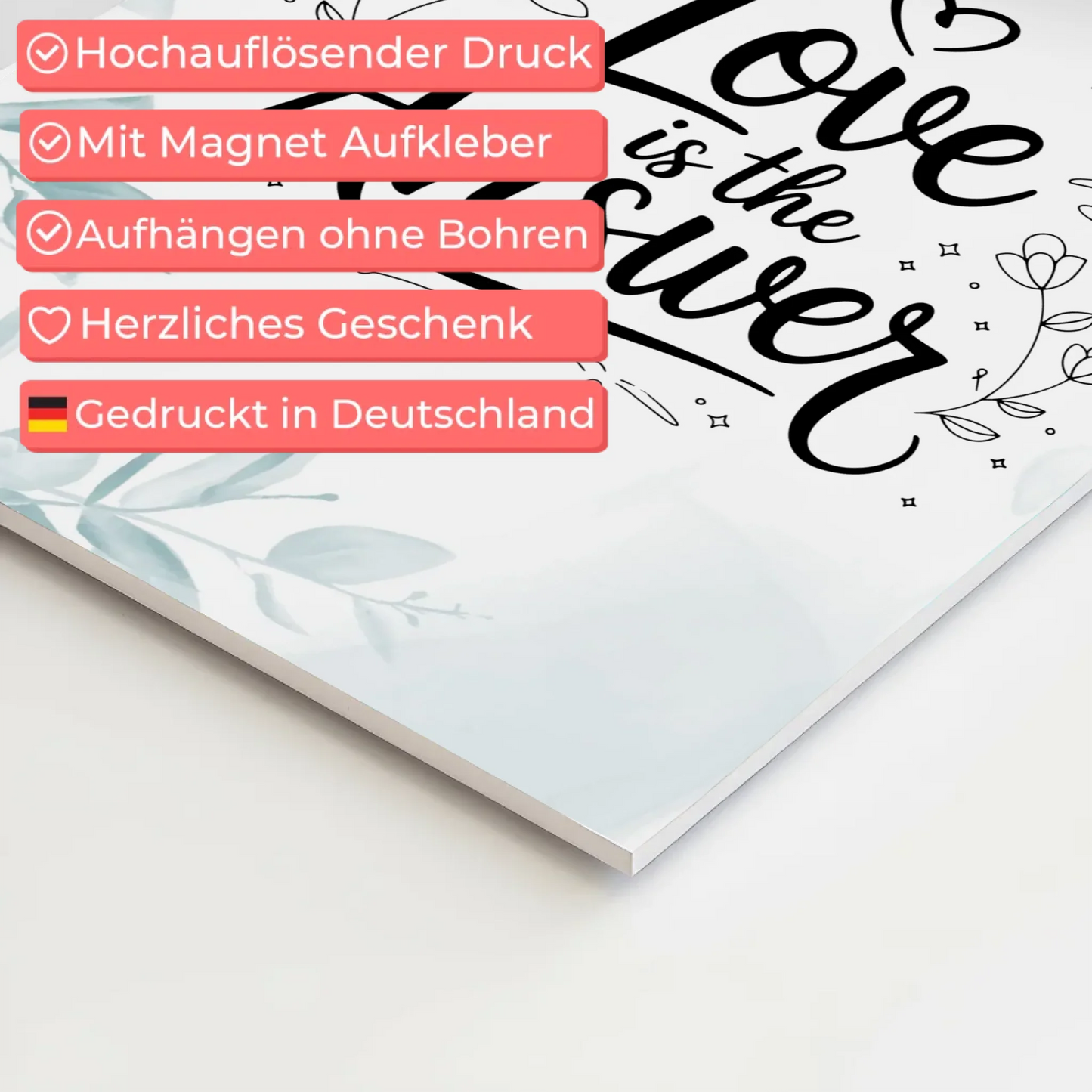 Sprüche Poster Magentisch Love is the Answer Geschenk