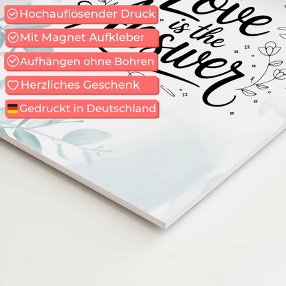 Sprüche Poster Magentisch Love is the Answer Geschenk