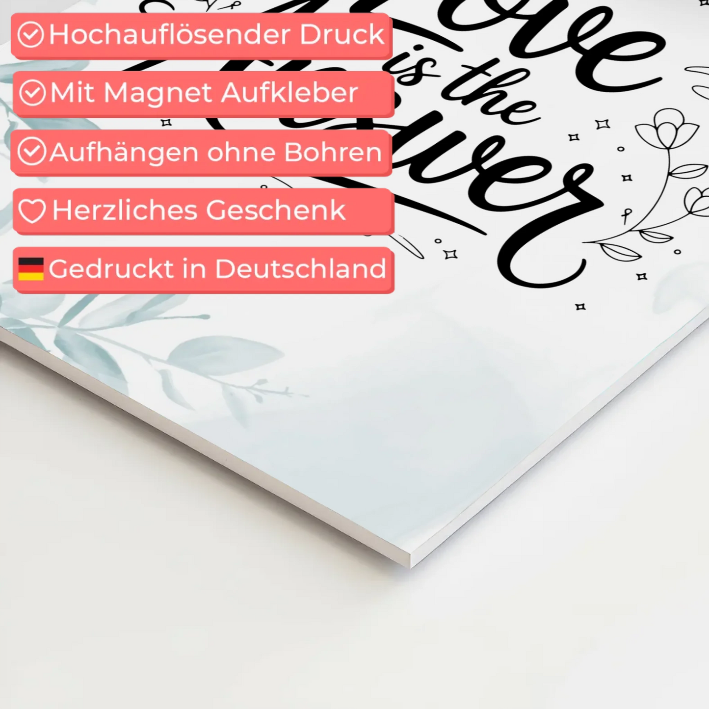 Sprüche Poster Magentisch Love is the Answer Geschenk