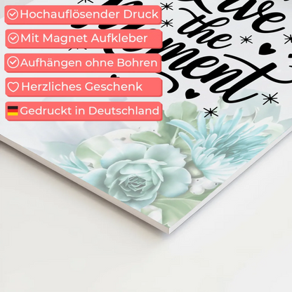 Magnet Poster mit Spruch Live the Moment personalisiert