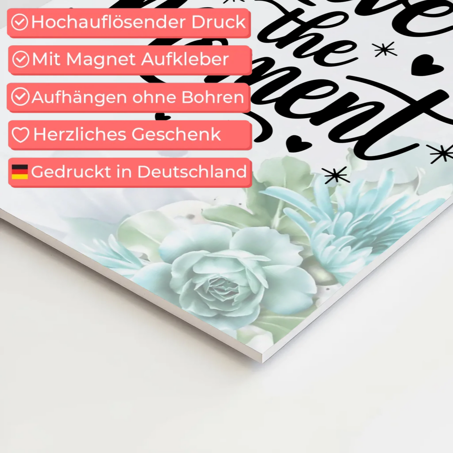 Magnet Poster mit Spruch Live the Moment personalisiert