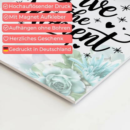 Magnet Poster mit Spruch Live the Moment personalisiert