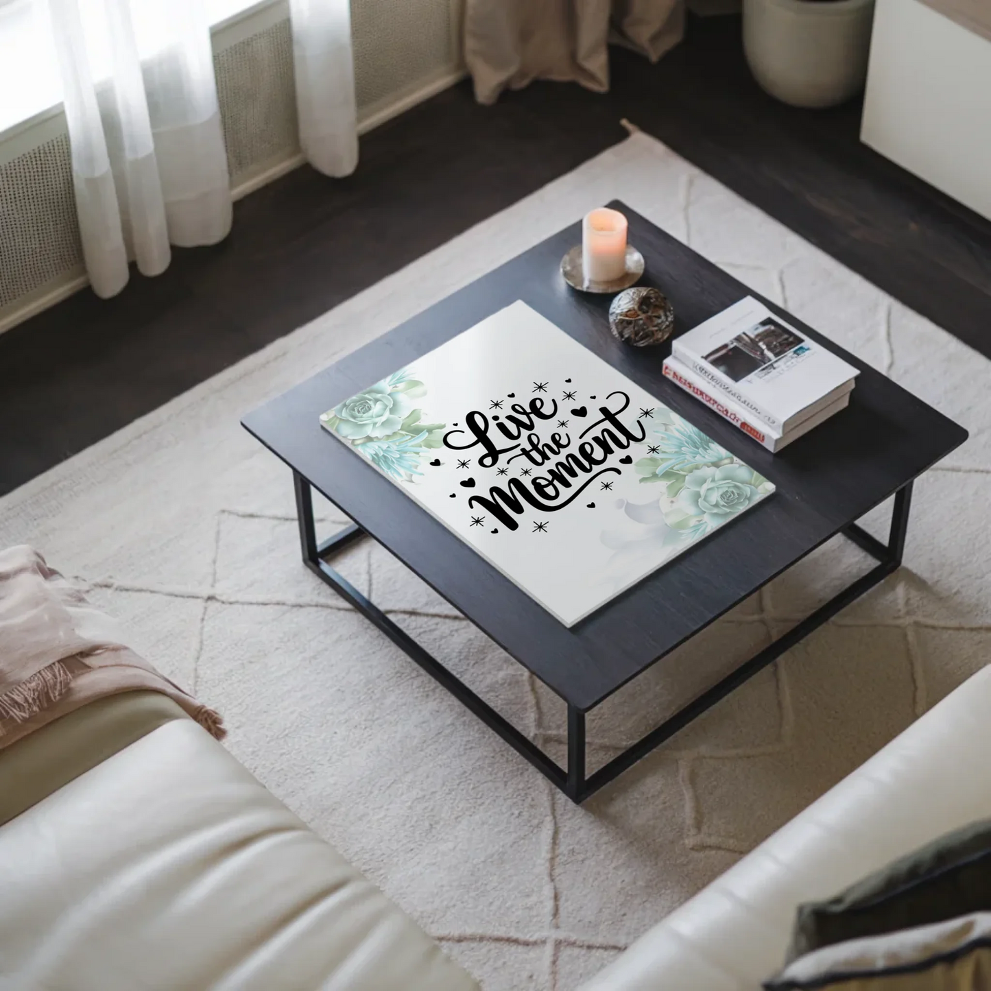 Magnet Poster mit Spruch Live the Moment personalisiert