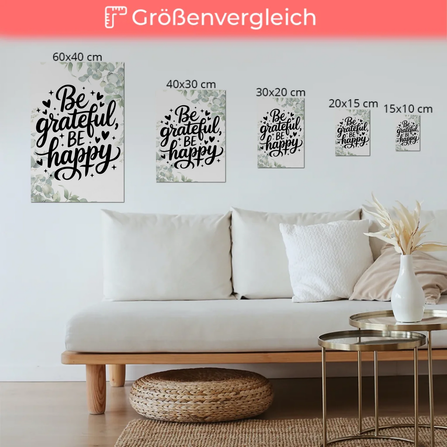 Spruch Fotoboard Magnet Wandbild Be Grateful Be Happy