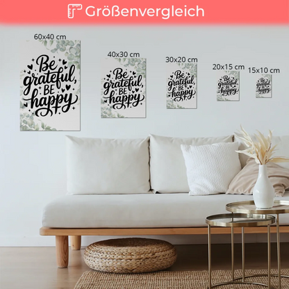 Spruch Fotoboard Magnet Wandbild Be Grateful Be Happy
