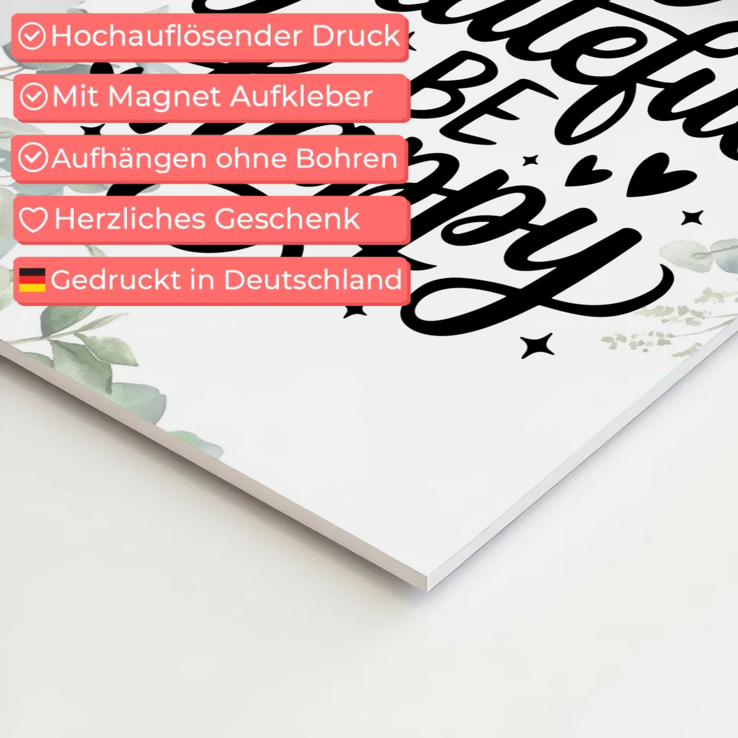 Spruch Fotoboard Magnet Wandbild Be Grateful Be Happy