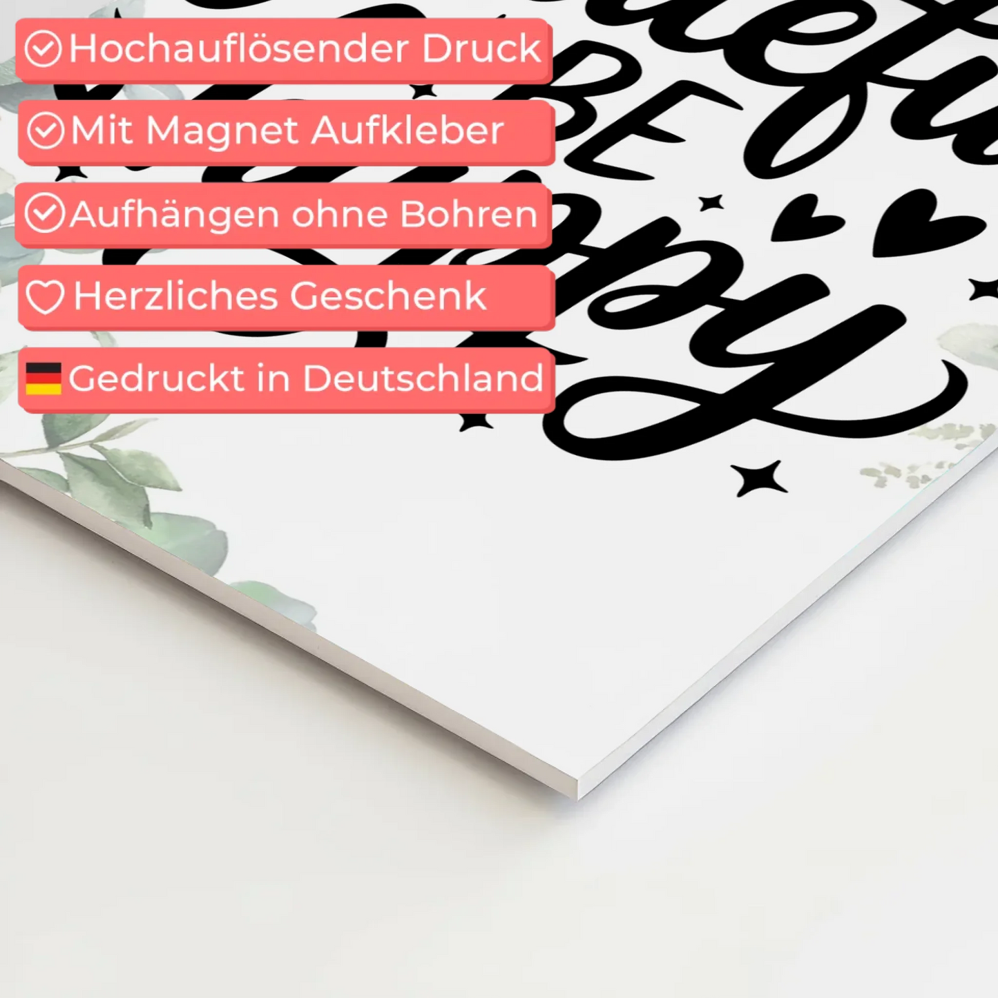 Spruch Fotoboard Magnet Wandbild Be Grateful Be Happy