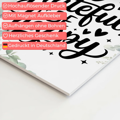 Spruch Fotoboard Magnet Wandbild Be Grateful Be Happy