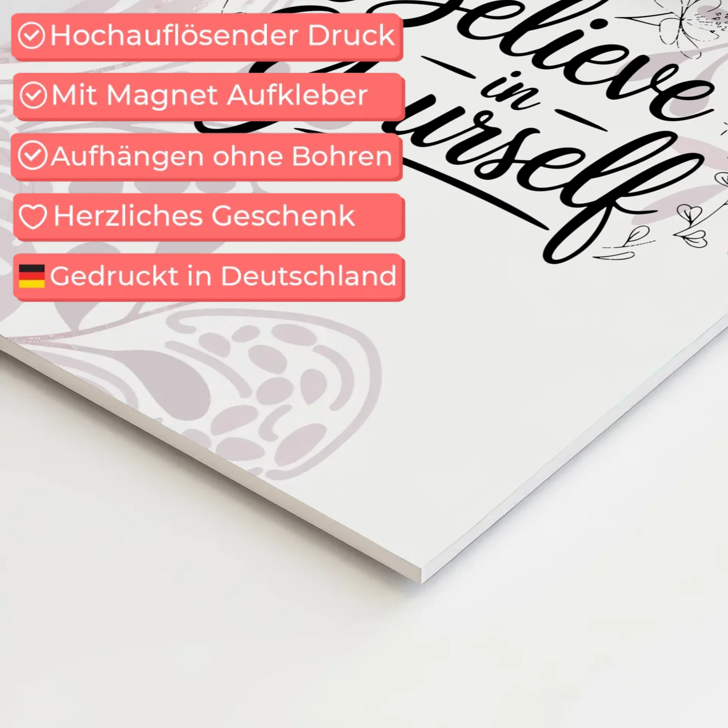 Sprüche Poster Magentisch - Believe in Yourself Design