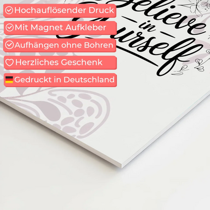 Sprüche Poster Magentisch - Believe in Yourself Design