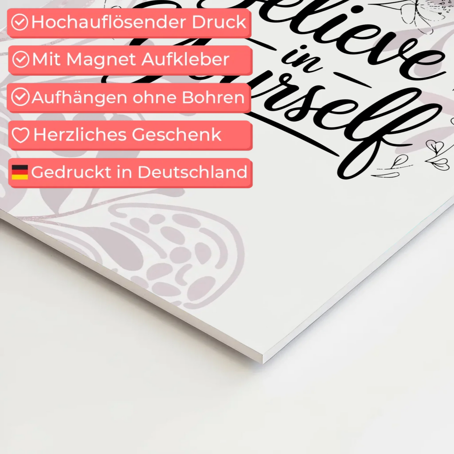Sprüche Poster Magentisch - Believe in Yourself Design