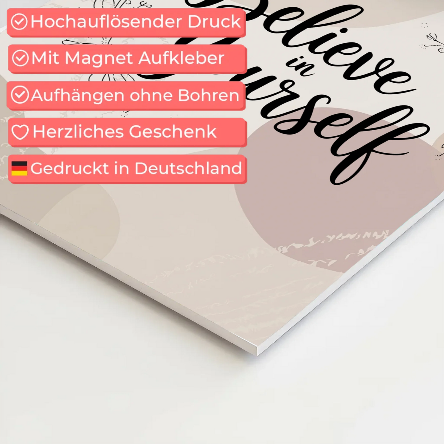 Magnet Poster mit Spruch Believe in Yourself Geschenk