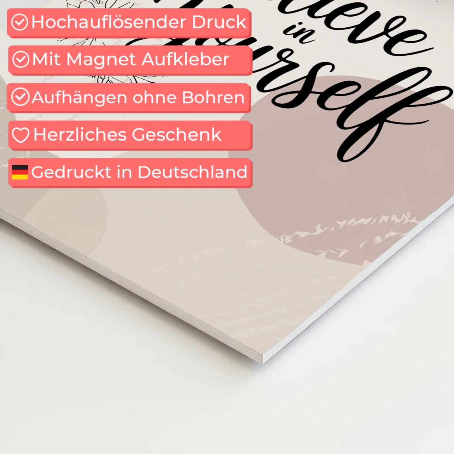 Magnet Poster mit Spruch Believe in Yourself Geschenk