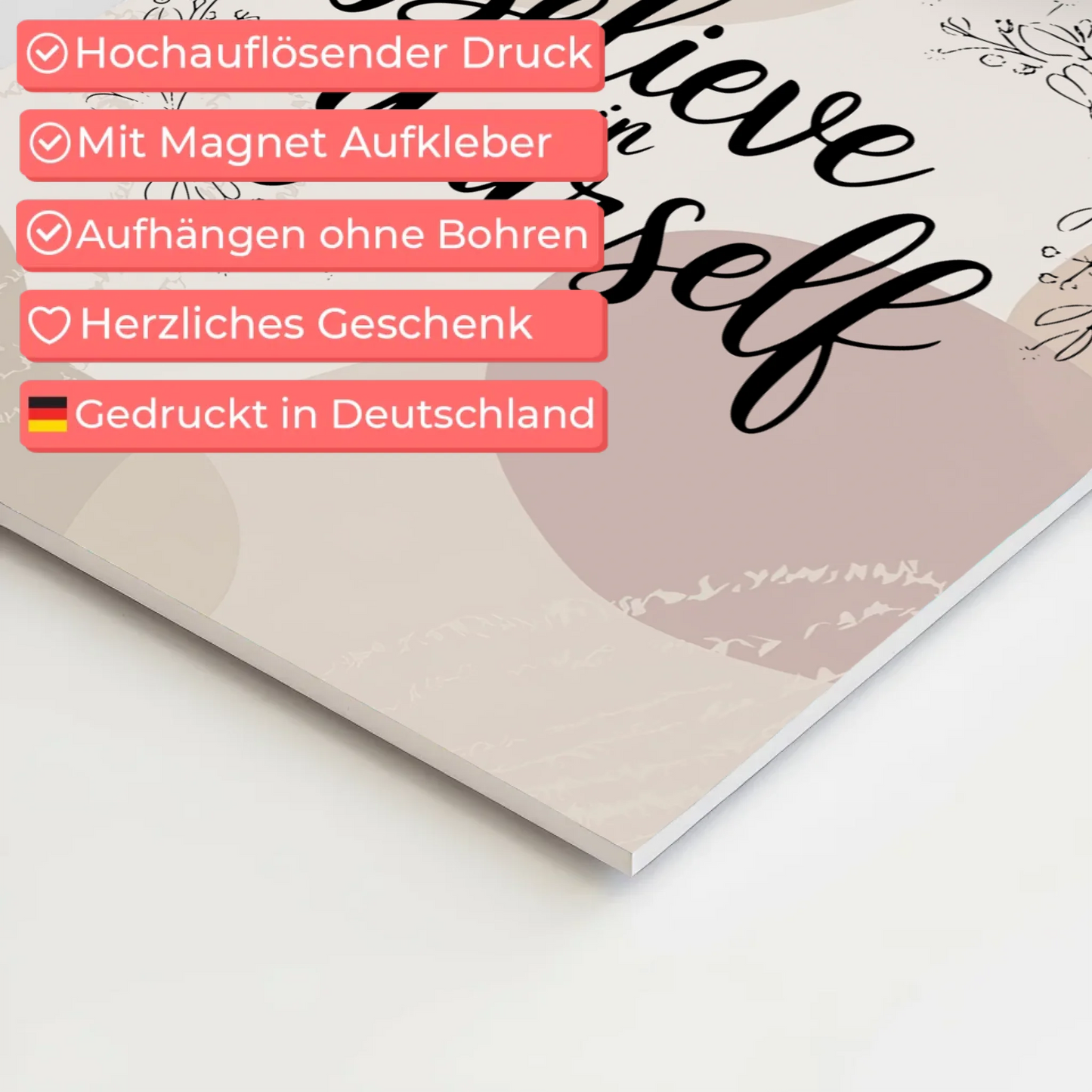 Magnet Poster mit Spruch Believe in Yourself Geschenk