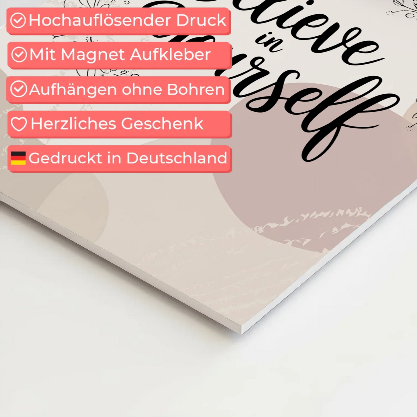 Magnet Poster mit Spruch Believe in Yourself Geschenk