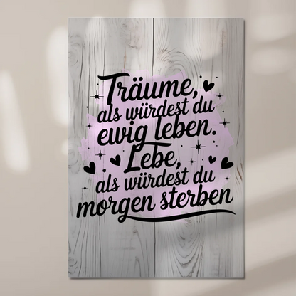 Spruch Fotoboard Magnet Wandbild Träume Lebe Zitat