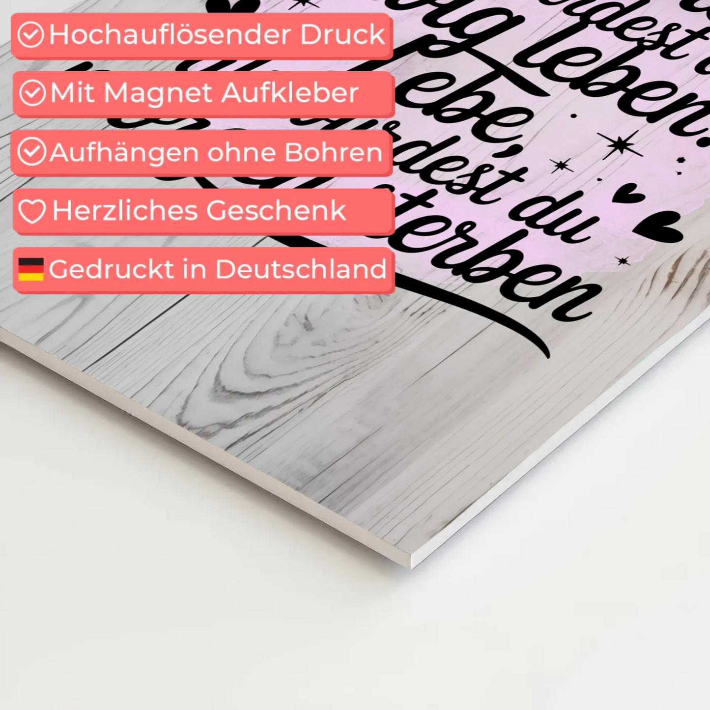 Spruch Fotoboard Magnet Wandbild Träume Lebe Zitat